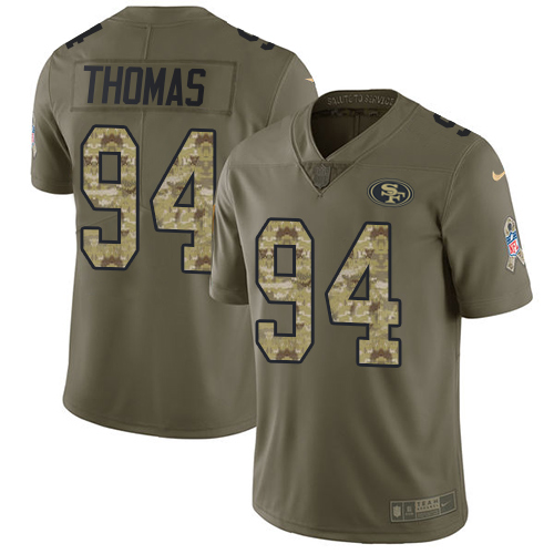 Nike 49ers #94 Solomon Thomas Olive/Camo Youth Stitched NFL Limited Salute to Service Jersey